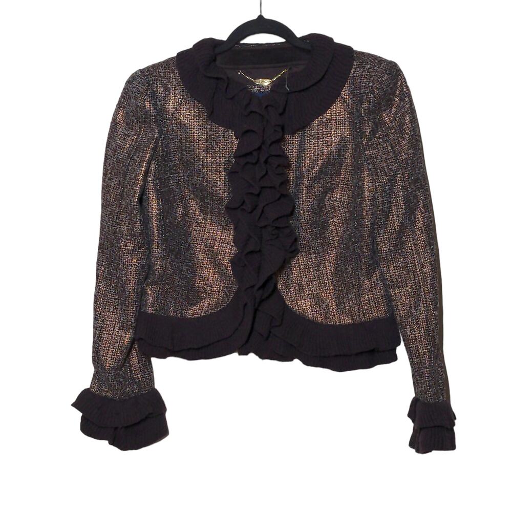 Magaschoni Collectiion Womens Cardigan Blazer Jacket Copper Metallic 10 NWT/Flaw